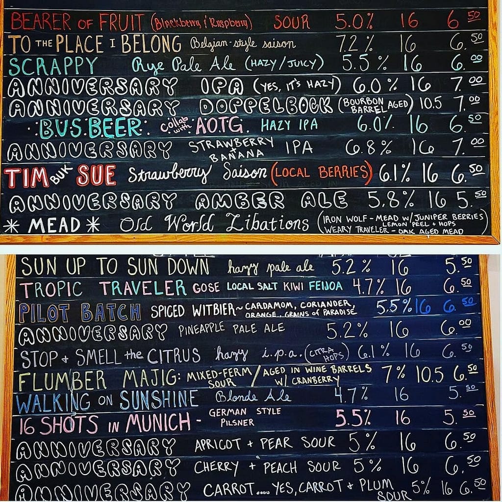 WGB Tap List from Anniversary event