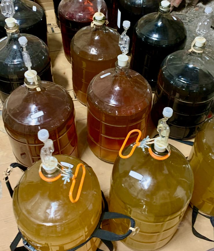 Test batches at Wandering Wind Meadery